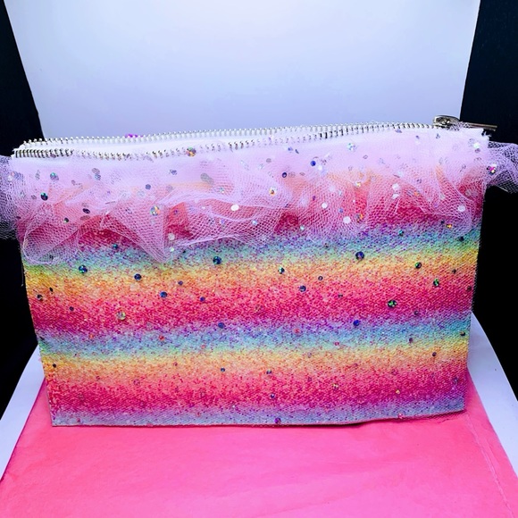 SOLD Rainbow & Unicorns Tulle Zipper Makeup Pouch Bag - Picture 10 of 11
